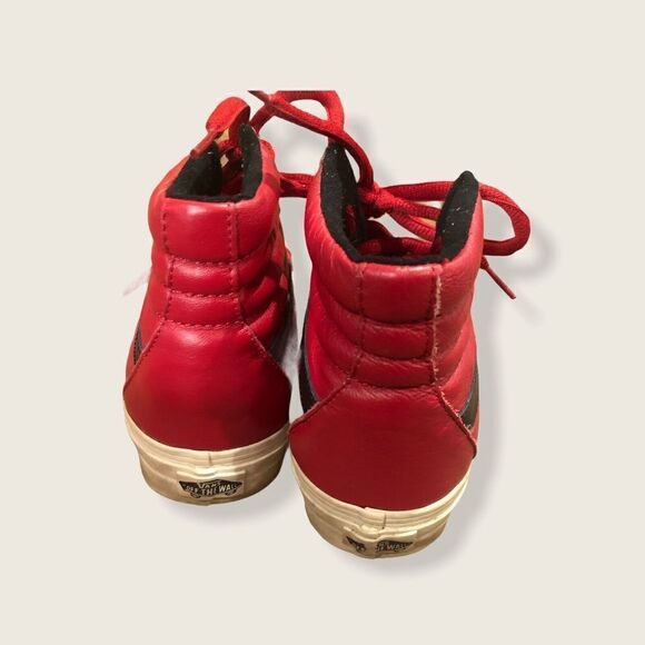 Vans Sk8 Hi Top Leather Sneakers Mens 6.5 Womens 8 Chili Pepper Aged Red‎ Black main image 4